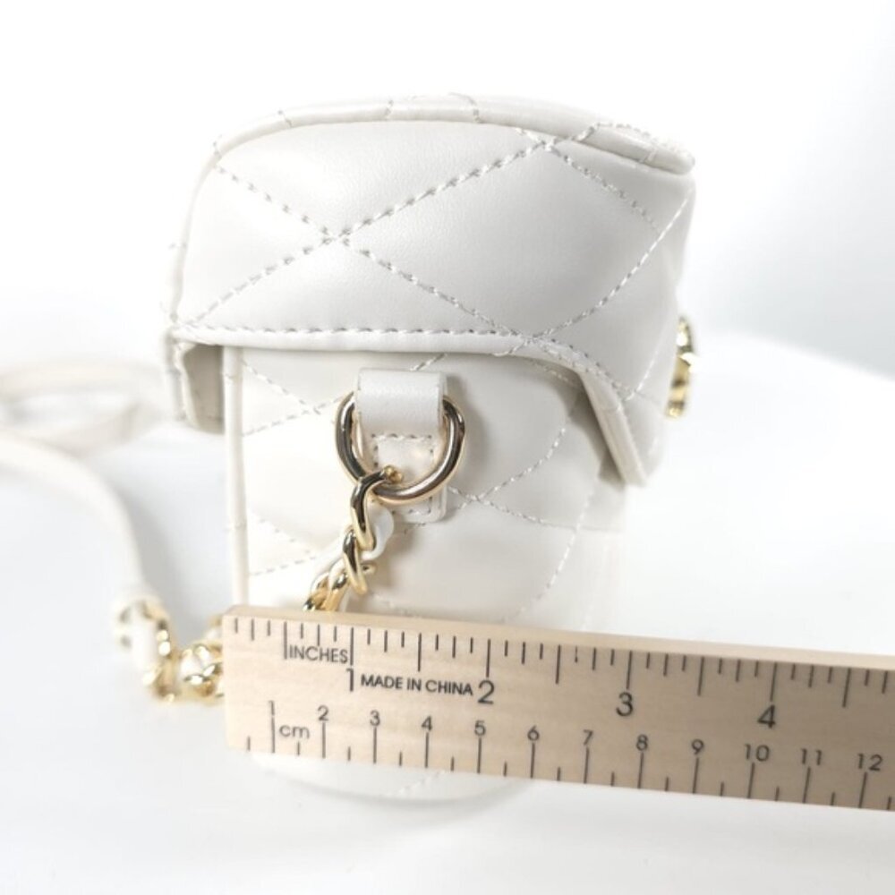 NWT BETSEY JOHNSON XOVIOLA WHITE Skull Faux Leather Quilted Geometric Crossbody - Picture 12 of 16